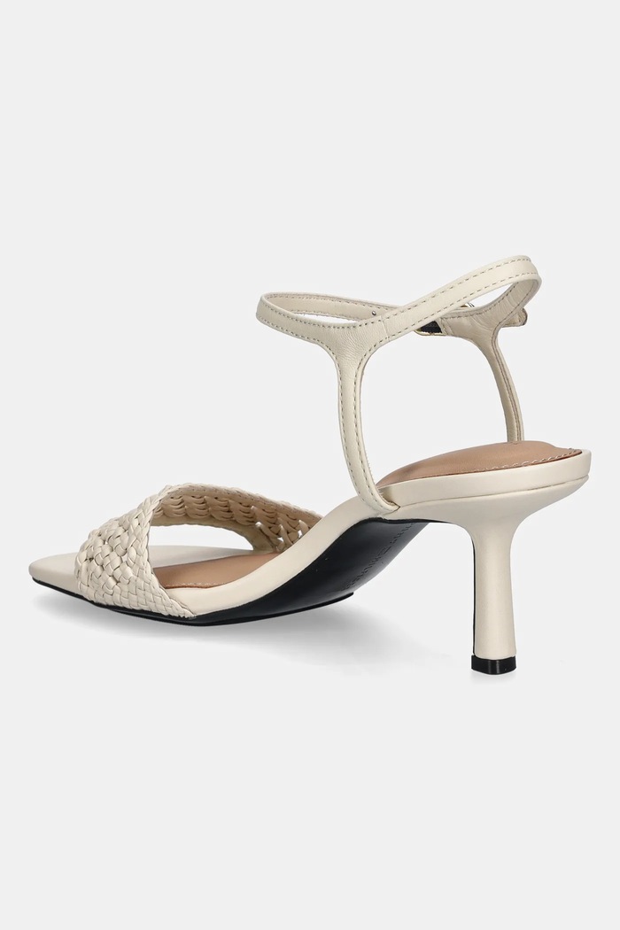 Obuwie Tommy Hilfiger sandały CROCHET LTHR KITTEN SANDAL FW0FW08587 beżowy
