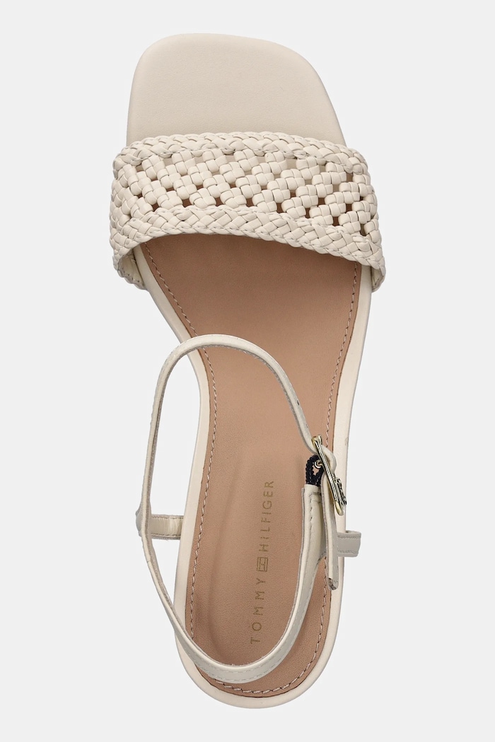 Tommy Hilfiger sandały CROCHET LTHR KITTEN SANDAL beżowy FW0FW08587