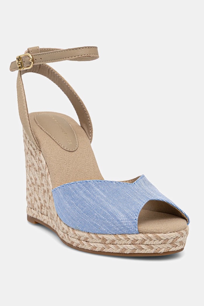 Sandale Tommy Hilfiger CHAMBRAY HIGH WEDGE ESPADRILLE tekstil plava FW0FW08588