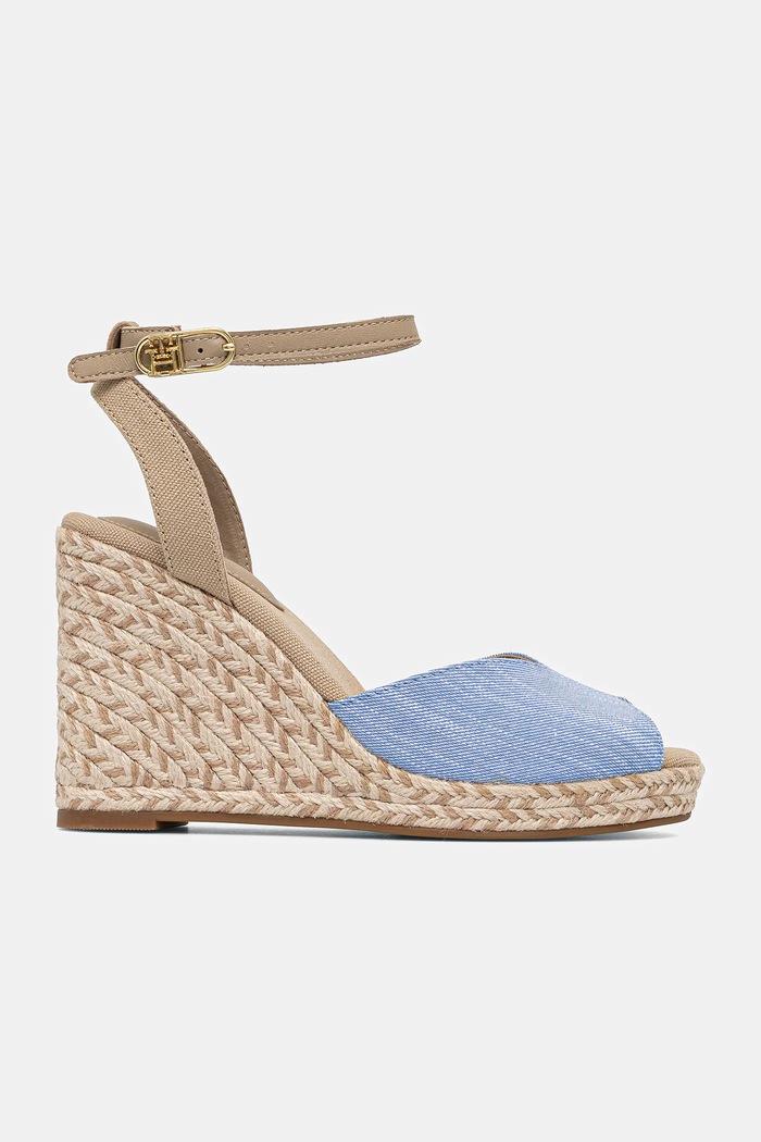 Sandale Tommy Hilfiger CHAMBRAY HIGH WEDGE ESPADRILLE FW0FW08588 plava SS25