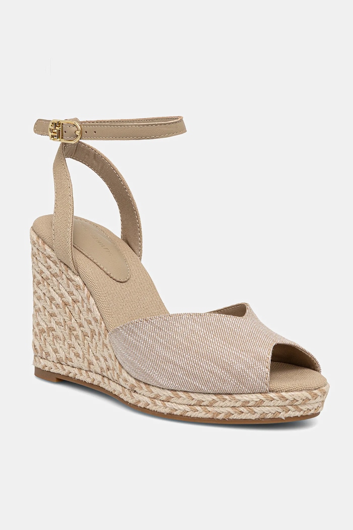 Sandale Tommy Hilfiger CHAMBRAY HIGH WEDGE ESPADRILLE tekstil bež FW0FW08588