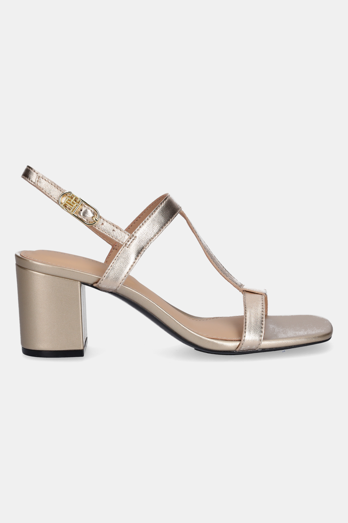 Kožené sandále Tommy Hilfiger LEATHER BLOCK HEEL SANDAL METAL FW0FW08590 zlatá SS25