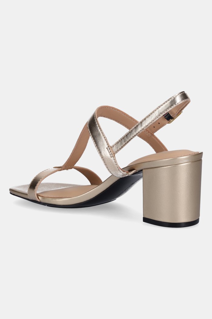 Obuv Kožené sandále Tommy Hilfiger LEATHER BLOCK HEEL SANDAL METAL FW0FW08590 zlatá