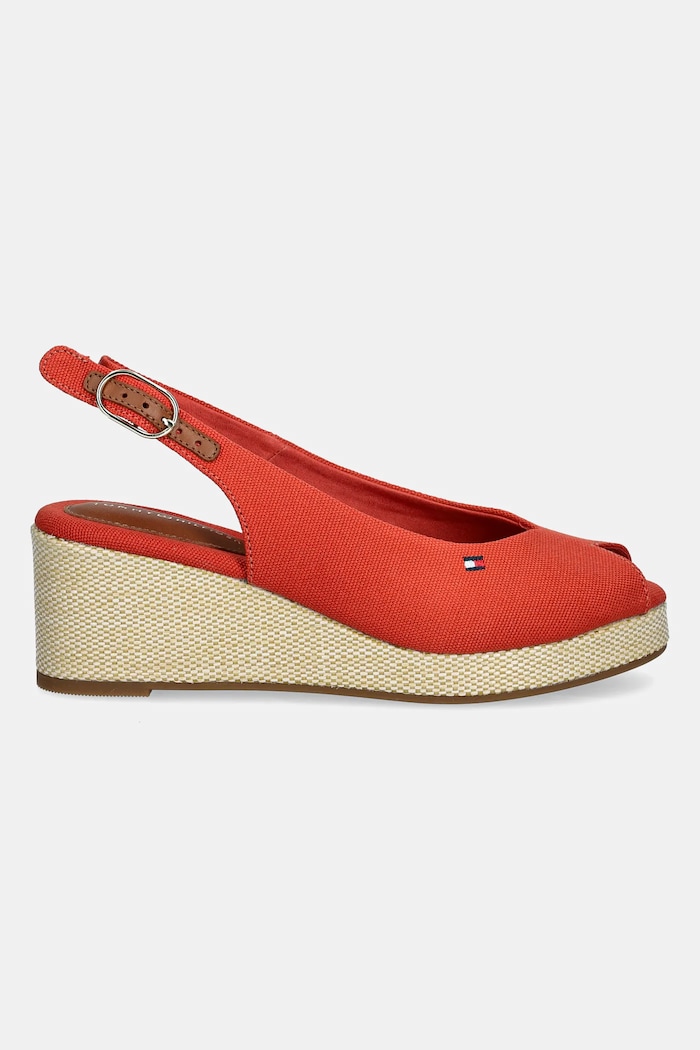 Tommy Hilfiger sandały FLAG MID WEDGE ESPAD SLINGBACK FW0FW08595 czerwony SS25