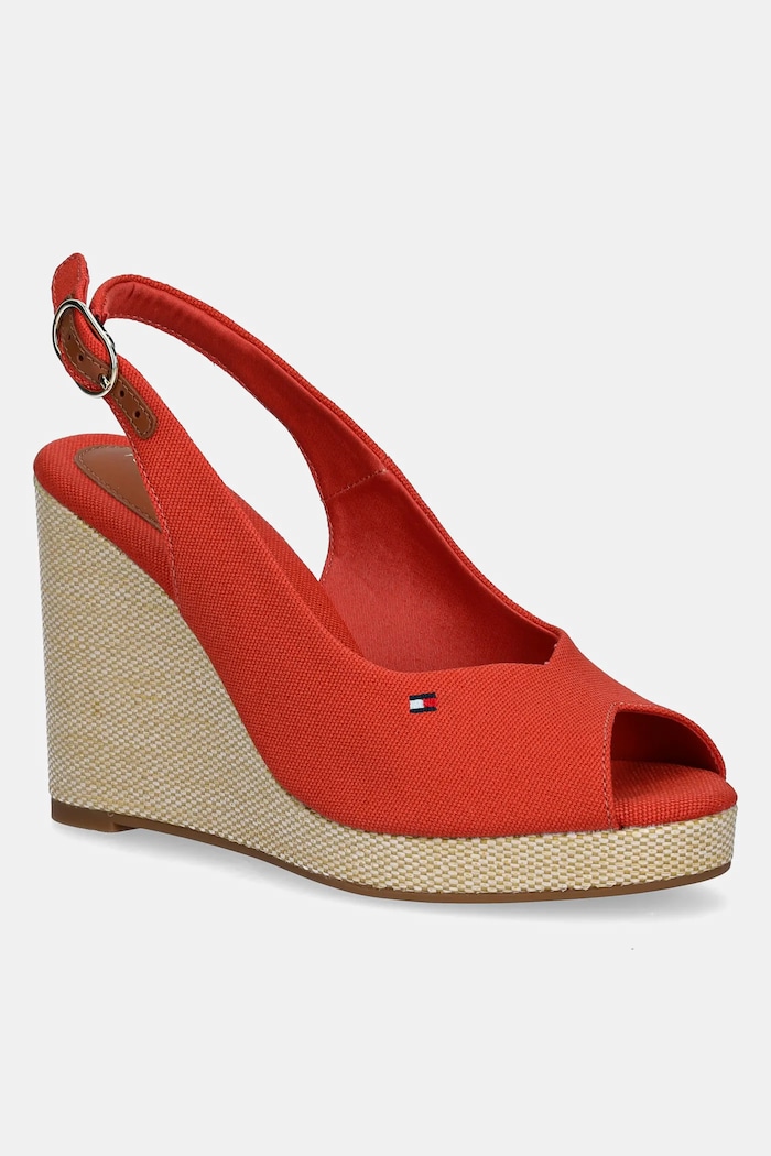 Tommy Hilfiger sandały FLAG HIGH WEDGE ESPAD SLINGBACK tekstylny czerwony FW0FW08597