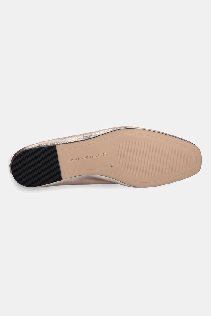 Kožené baleríny Tommy Hilfiger SOFT METAL LTHR BALLERINA NO BOW FW0FW08601 zlatá