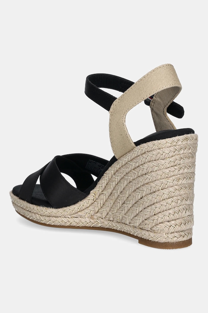 Cipők Tommy Hilfiger szandál SATIN HIGH WEDGE ESPADRILLE FW0FW08602 fekete