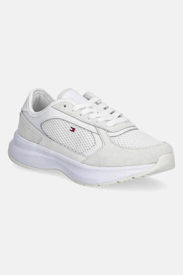 Tenisky Tommy Hilfiger SPORTY RUNNER semišová koža biela FW0FW08644