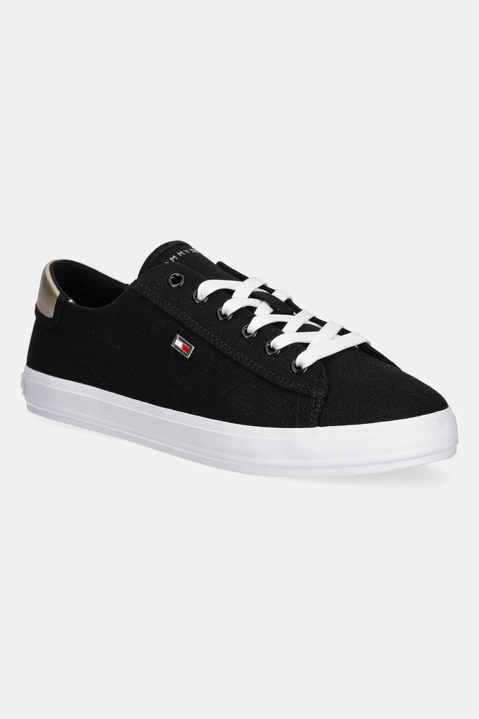 Πάνινα παπούτσια Tommy Hilfiger VULC CANVAS LACE UP SNEAKER φλατ μαύρο FW0FW08647