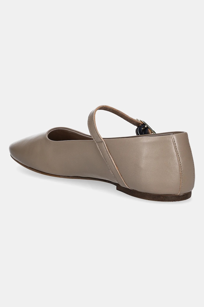 Obuwie Tommy Hilfiger baleriny skórzane LEATHER MARYJANE BALLERINA FW0FW08651 beżowy