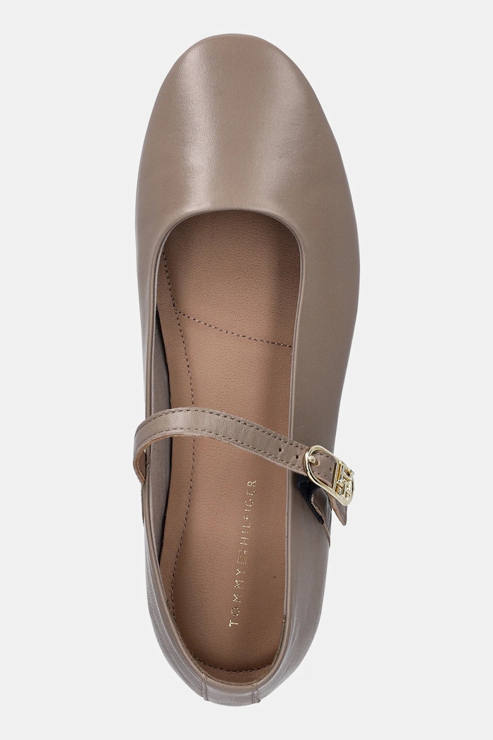 Tommy Hilfiger baleriny skórzane LEATHER MARYJANE BALLERINA beżowy FW0FW08651