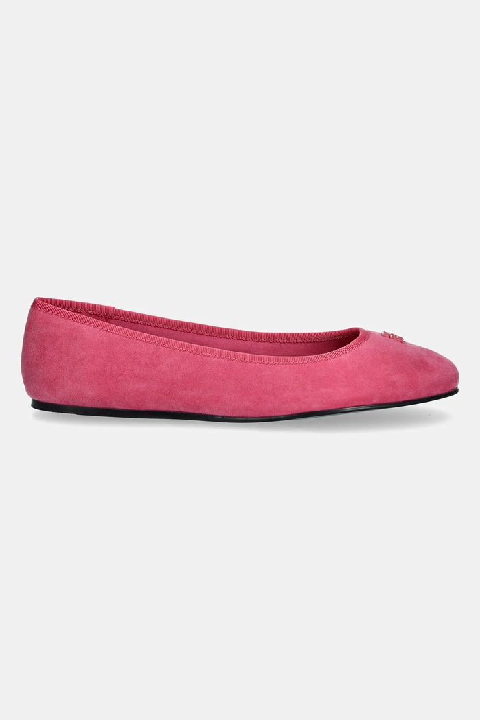 Semišové baleríny Tommy Hilfiger TH HARDWARE SUEDE BALLERINA FW0FW08655 ružová SS25