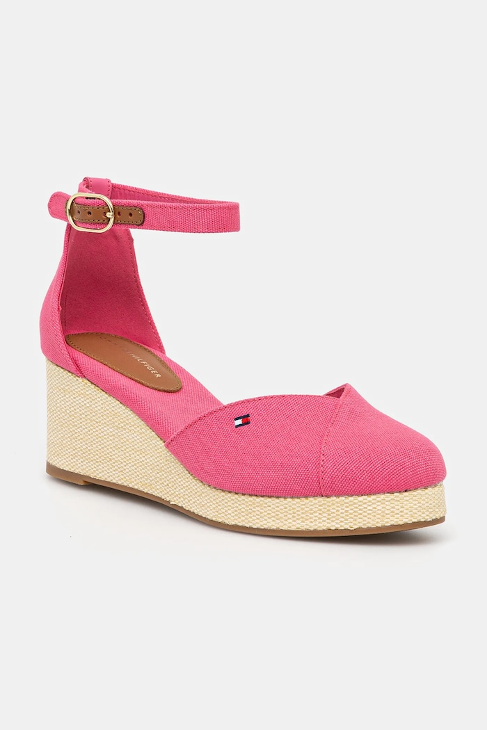 Εσπαντρίγιες Tommy Hilfiger FLAG CLOSED TOE MID WEDGE ESPAD υφασμάτινο ροζ FW0FW08657