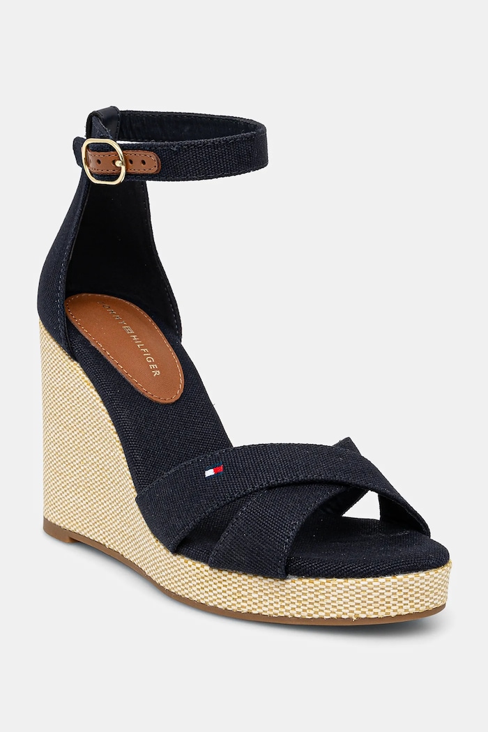 Sandali Tommy Hilfiger FLAG HIGH WEDGE ESPAD CRISSCROSS Tekstil mornarsko modra FW0FW08661