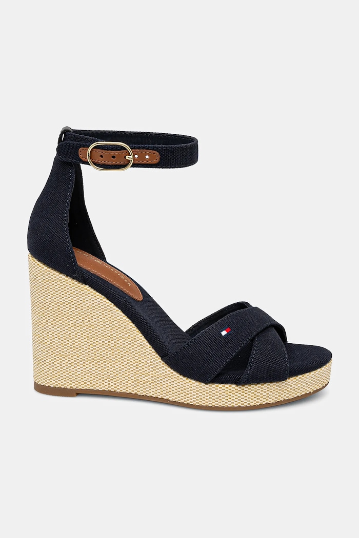 Sandali Tommy Hilfiger FLAG HIGH WEDGE ESPAD CRISSCROSS FW0FW08661 mornarsko modra SS25