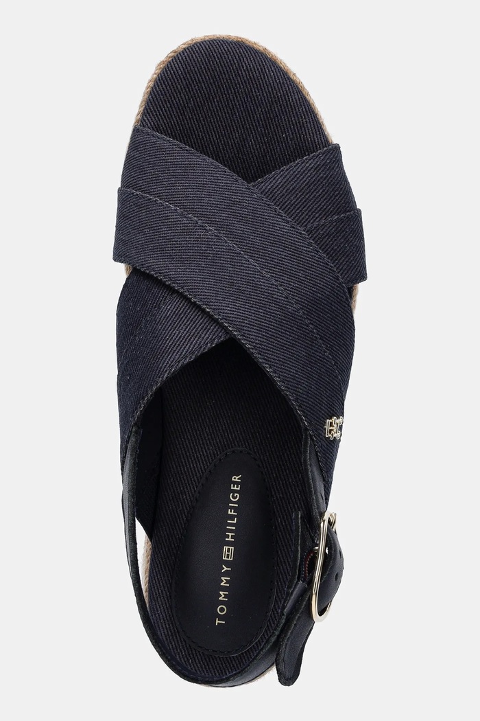 Sandále Tommy Hilfiger DENIM ESPADRILLE PLATFORM SANDAL tmavomodrá FW0FW08669