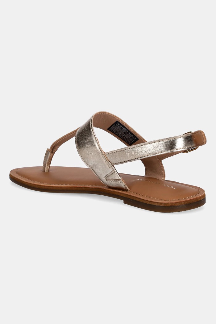 Obuwie Tommy Hilfiger sandały skórzane METALLIC LEATHER THONG SANDAL FW0FW08798 złoty
