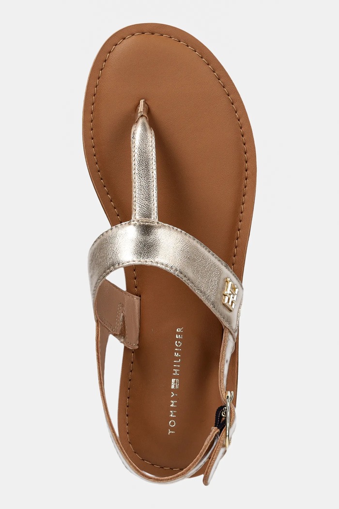 Tommy Hilfiger sandały skórzane METALLIC LEATHER THONG SANDAL złoty FW0FW08798