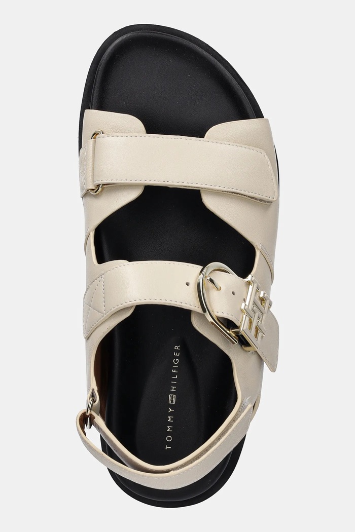 Kožené sandále Tommy Hilfiger LEATHER SPORTY SANDAL béžová FW0FW08799