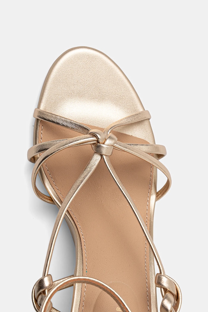 Tommy Hilfiger sandały skórzane METAL LEATHER KNOTS WEDGE SANDAL złoty FW0FW08801