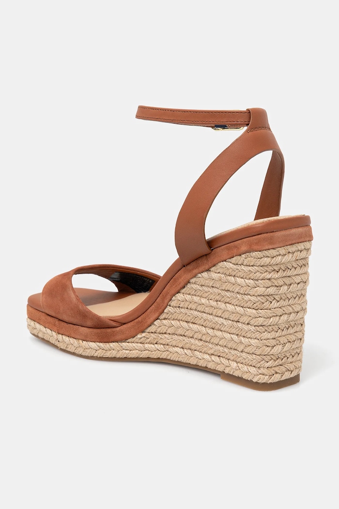 Obuća Kožne sandale Tommy Hilfiger LEATHER & SUEDE HIGH WEDGE ESPAD FW0FW08803 smeđa