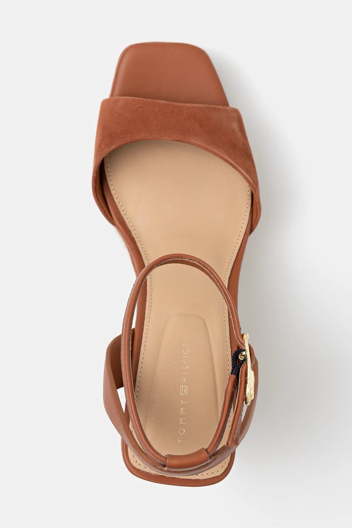 Kožne sandale Tommy Hilfiger LEATHER & SUEDE HIGH WEDGE ESPAD smeđa FW0FW08803