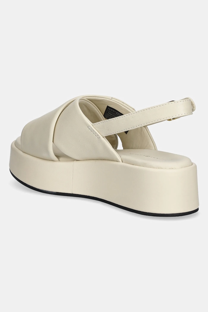 Obuwie Tommy Hilfiger sandały skórzane TH LOGO HW PADDED LEATHER SANDAL FW0FW08808 beżowy