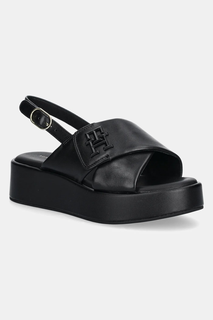 Tommy Hilfiger sandały skórzane TH LOGO HW PADDED LEATHER SANDAL pozostałe czarny FW0FW08808