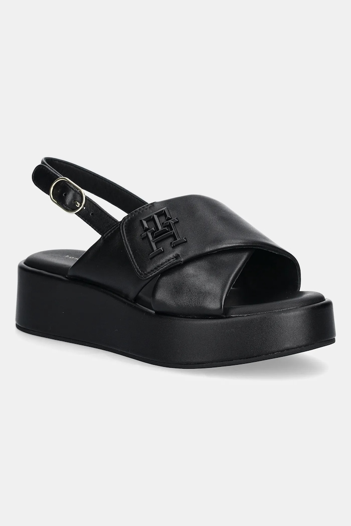 Tommy Hilfiger sandały skórzane TH LOGO HW PADDED LEATHER SANDAL pozostałe czarny FW0FW08808