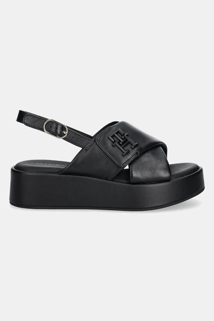 Tommy Hilfiger sandały skórzane TH LOGO HW PADDED LEATHER SANDAL FW0FW08808 czarny SS25