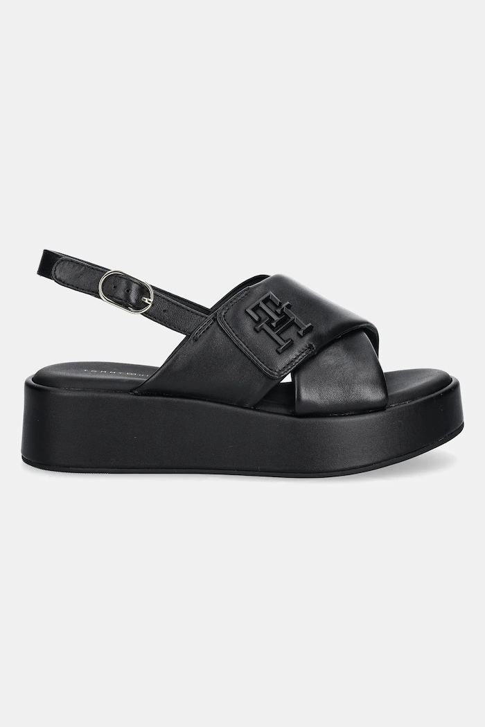 Tommy Hilfiger sandały skórzane TH LOGO HW PADDED LEATHER SANDAL FW0FW08808 czarny SS25