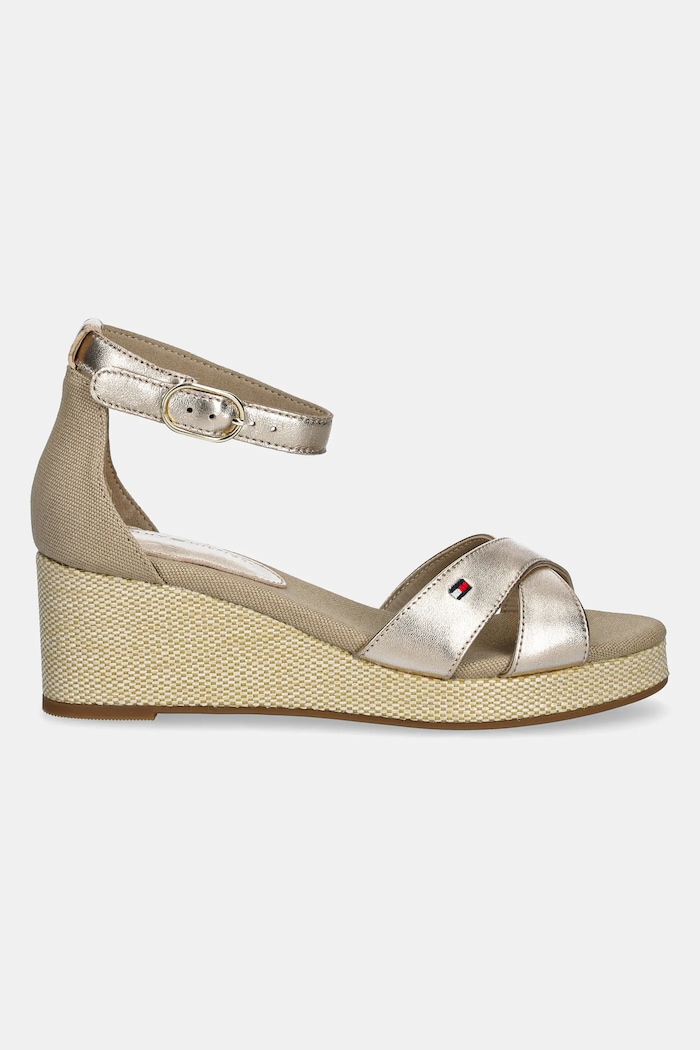 Πέδιλα Tommy Hilfiger FLAG METALLIC MID WEDGE ESPAD FW0FW08810 χρυσαφί SS25