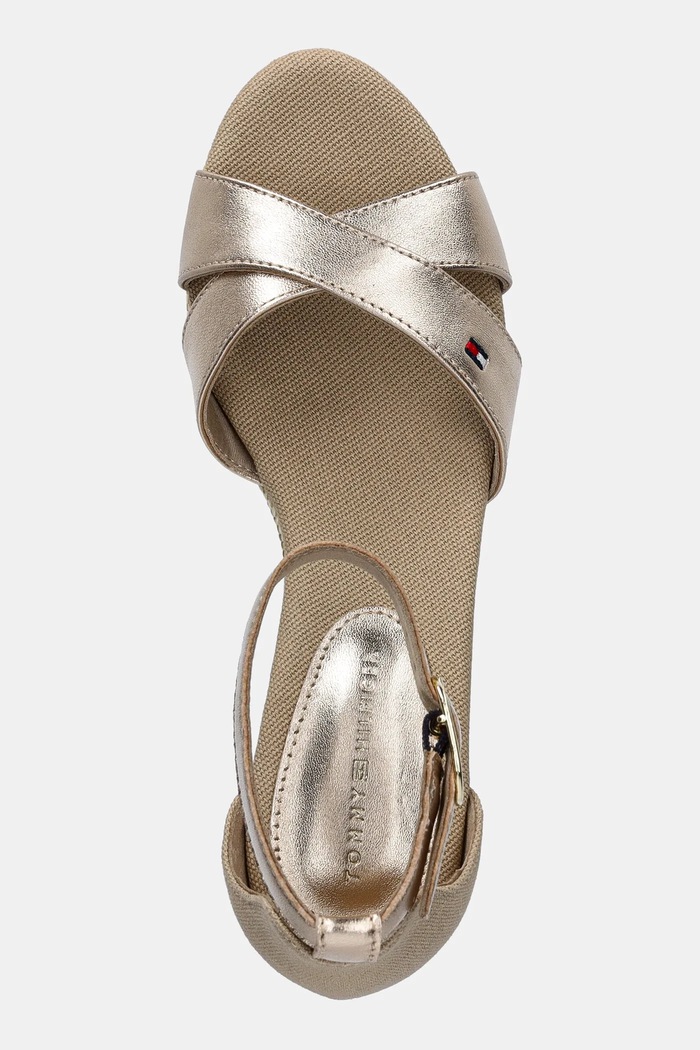 Πέδιλα Tommy Hilfiger FLAG METALLIC MID WEDGE ESPAD χρυσαφί FW0FW08810