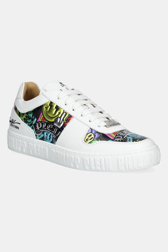 Philipp Plein sneakersy skórzane Nappa Lo-Top Smile imitacja skóry licowej biały USC0663.PLE010N.01