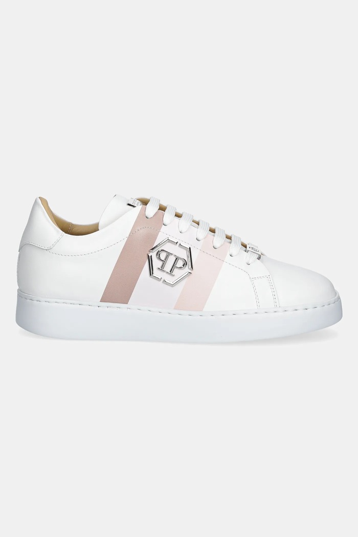 Philipp Plein sneakersy skórzane Lo-Top Hexagon USC0704.PLE005N.0103 biały SS25