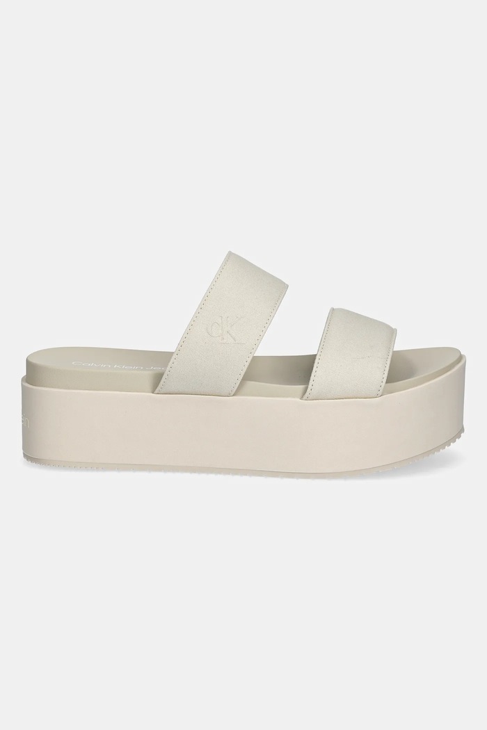 Šľapky Calvin Klein Jeans FLATFORM SANDAL WEBBING IN YW0YW01789 béžová SS25
