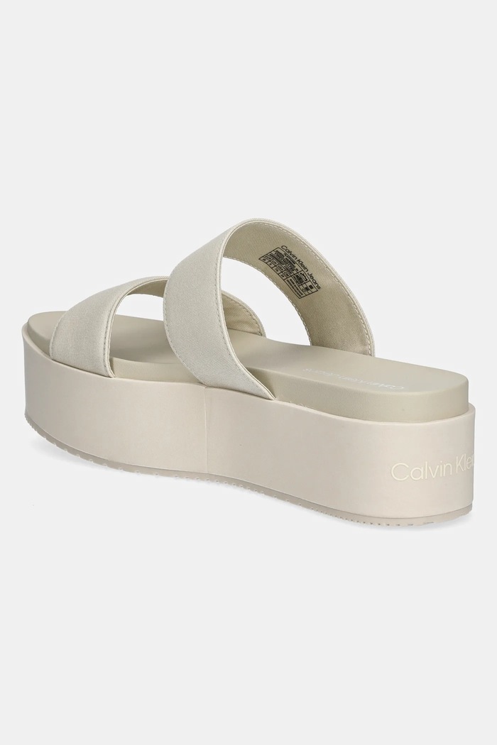 Obuv Šľapky Calvin Klein Jeans FLATFORM SANDAL WEBBING IN YW0YW01789 béžová