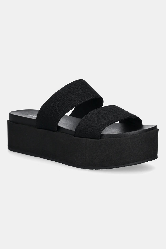 Šľapky Calvin Klein Jeans FLATFORM SANDAL WEBBING IN platforma čierna YW0YW01789