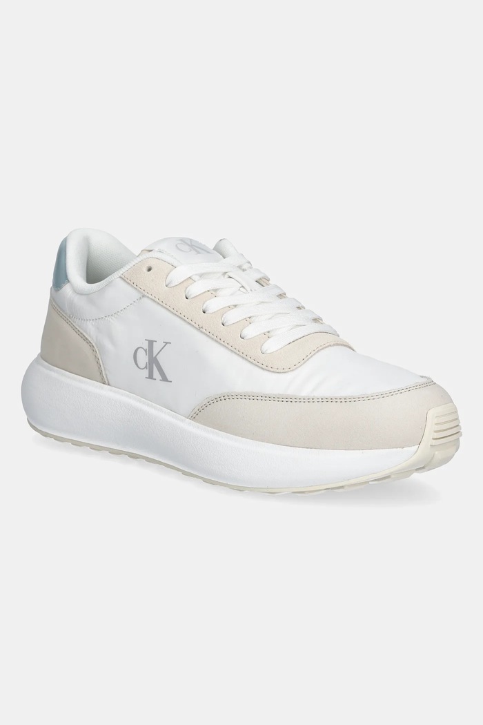 Tenisky Calvin Klein Jeans ATHLEISURE RUNNER LACEUP MIX WN semišová koža biela YW0YW01774