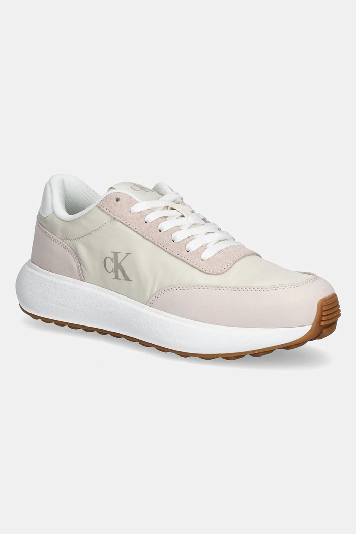 Sneakers Calvin Klein Jeans ATHLEISURE RUNNER LACEUP MIX WN υφασμάτινο μπεζ YW0YW01774