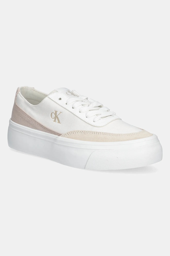 Πάνινα παπούτσια Calvin Klein Jeans VULC FLATFORM LOW CV MIX MG πλατφόρμα λευκό YW0YW01770