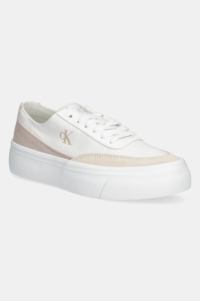 Πάνινα παπούτσια Calvin Klein Jeans VULC FLATFORM LOW CV MIX MG πλατφόρμα λευκό YW0YW01770