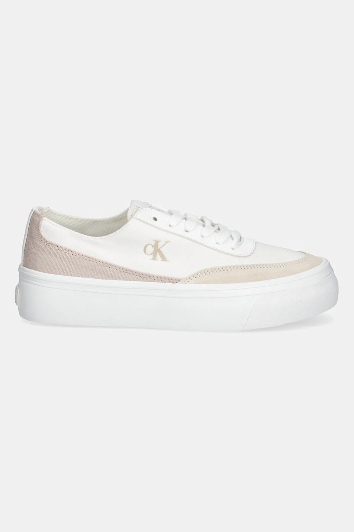 Πάνινα παπούτσια Calvin Klein Jeans VULC FLATFORM LOW CV MIX MG YW0YW01770 λευκό SS25
