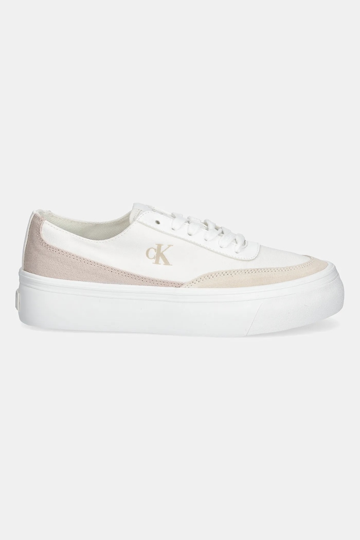 Πάνινα παπούτσια Calvin Klein Jeans VULC FLATFORM LOW CV MIX MG YW0YW01770 λευκό SS25