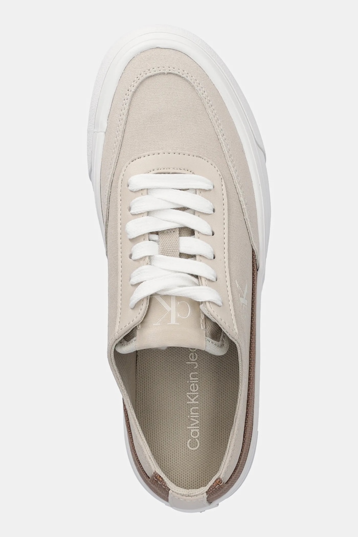Calvin Klein Jeans tenisówki VULC FLATFORM LOW CV MIX MG beżowy YW0YW01770