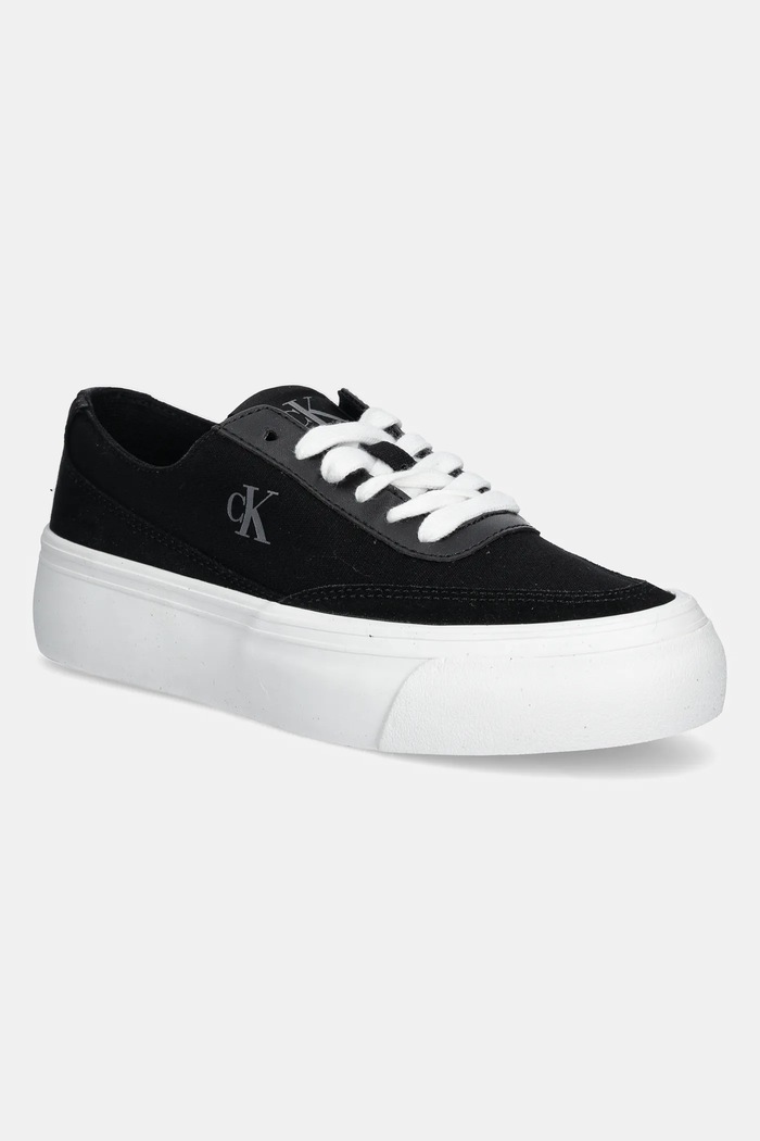 Πάνινα παπούτσια Calvin Klein Jeans VULC FLATFORM LOW CV MIX MG πλατφόρμα μαύρο YW0YW01770