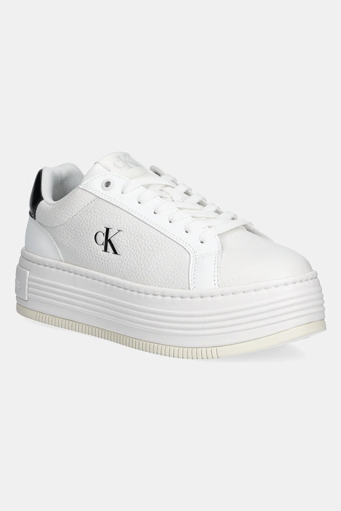 Calvin Klein Jeans sportcipő BOLD FLATF LOW LACE MG nappa bőr fehér YW0YW01766