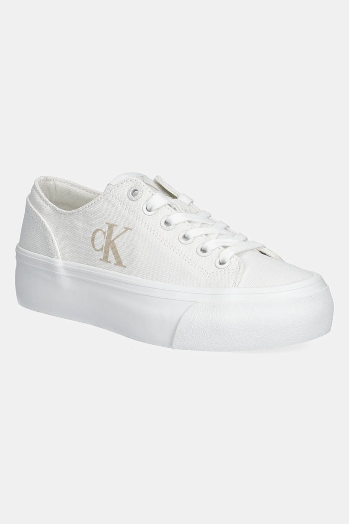 Calvin Klein Jeans VULC FLATFORM LOW CV MG sneakers da donna platform bianco YW0YW01763