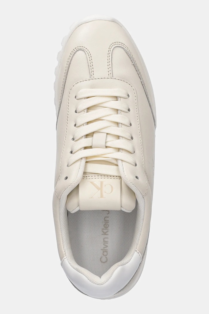 Kožené tenisky Calvin Klein Jeans LOW PROFILE RUNNER béžová YW0YW01751