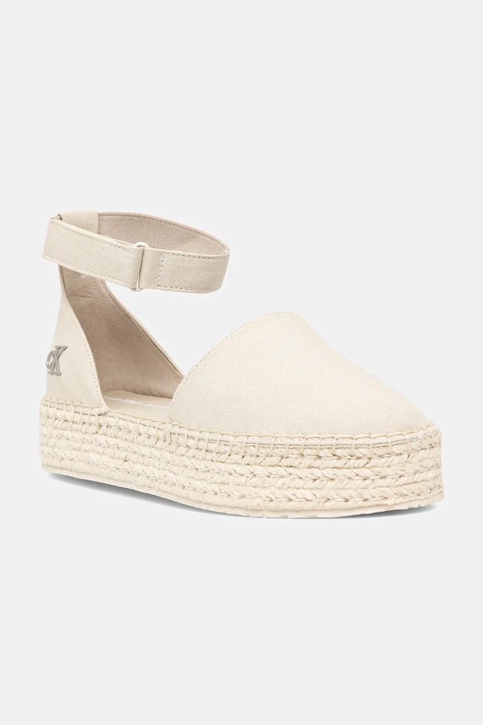 Espadrile Calvin Klein Jeans FLATFORM ESPADRILLE SLING MG Platforma bež YW0YW01735